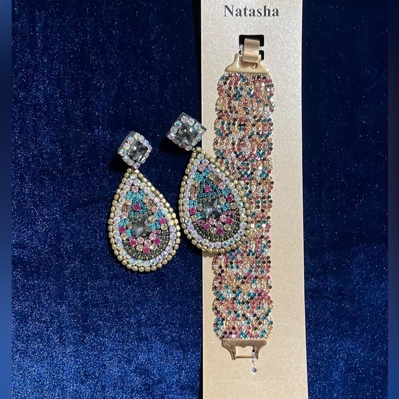 Natasha Earrings Multi Colored Stone Large Tear Drop Earrings Must See 🆕 🩷🩷 - Picture 6 of 13